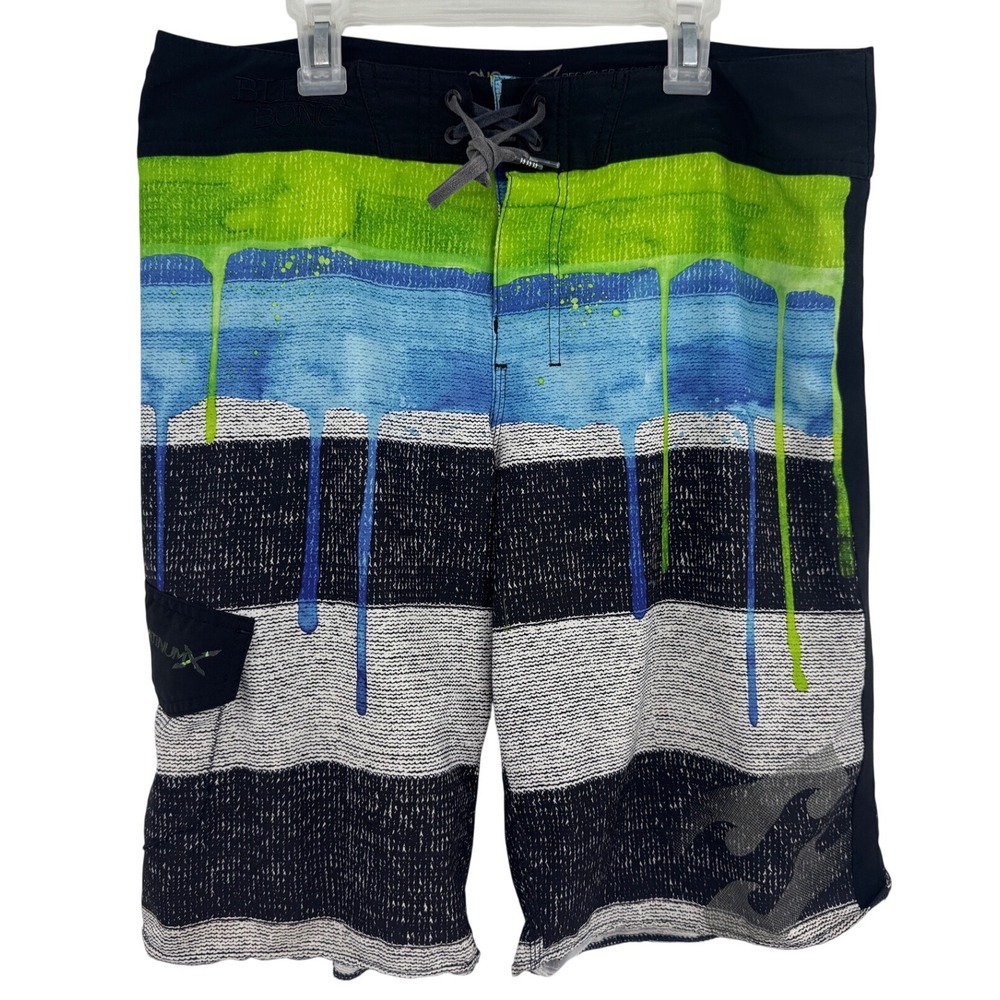 Billabong Platinum X Stretch Board Shorts Mens 32 Paint Drip Striped M109NVAN